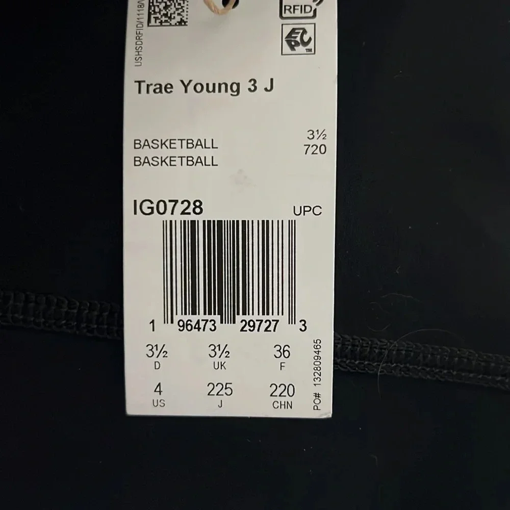 Trae Young 3 J Adidas basketball shoes sneakers size US 4 modern futuristic